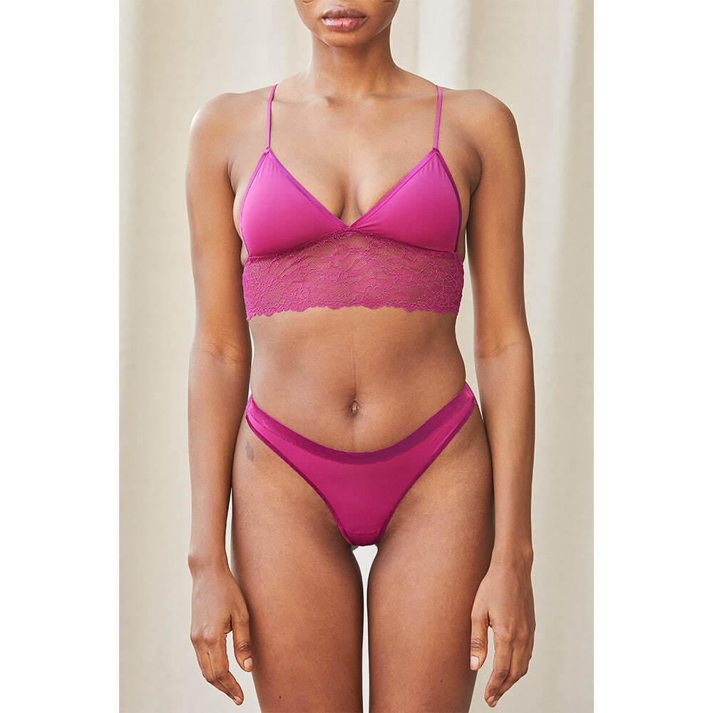 The Carmen Bralette and Thong - Magenta - By Peachez